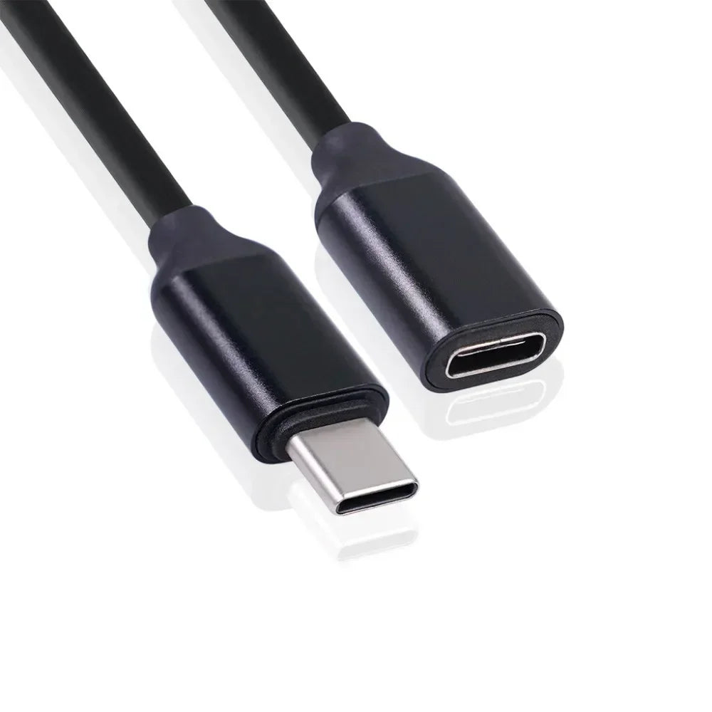 USB-C Extension Cable 60W 3A Gold-Plated Male to Female 0.5–1.5m USB-C Extension Cable QXL