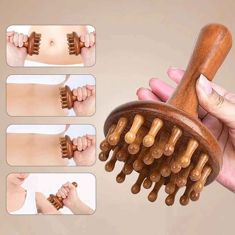 Sandalwood Gua Sha Massage Brush | Full Body Meridian Tool Gua Sha Massage Brush QXL