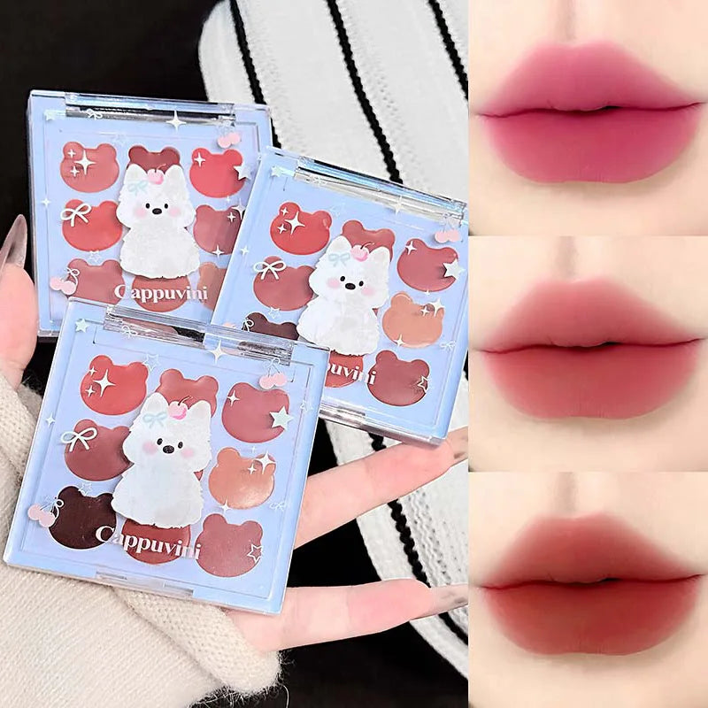 Cappuvini 9-Shade Matte Lip Mud | Waterproof Long-Lasting Lip Color Matte Lip Mud QXL
