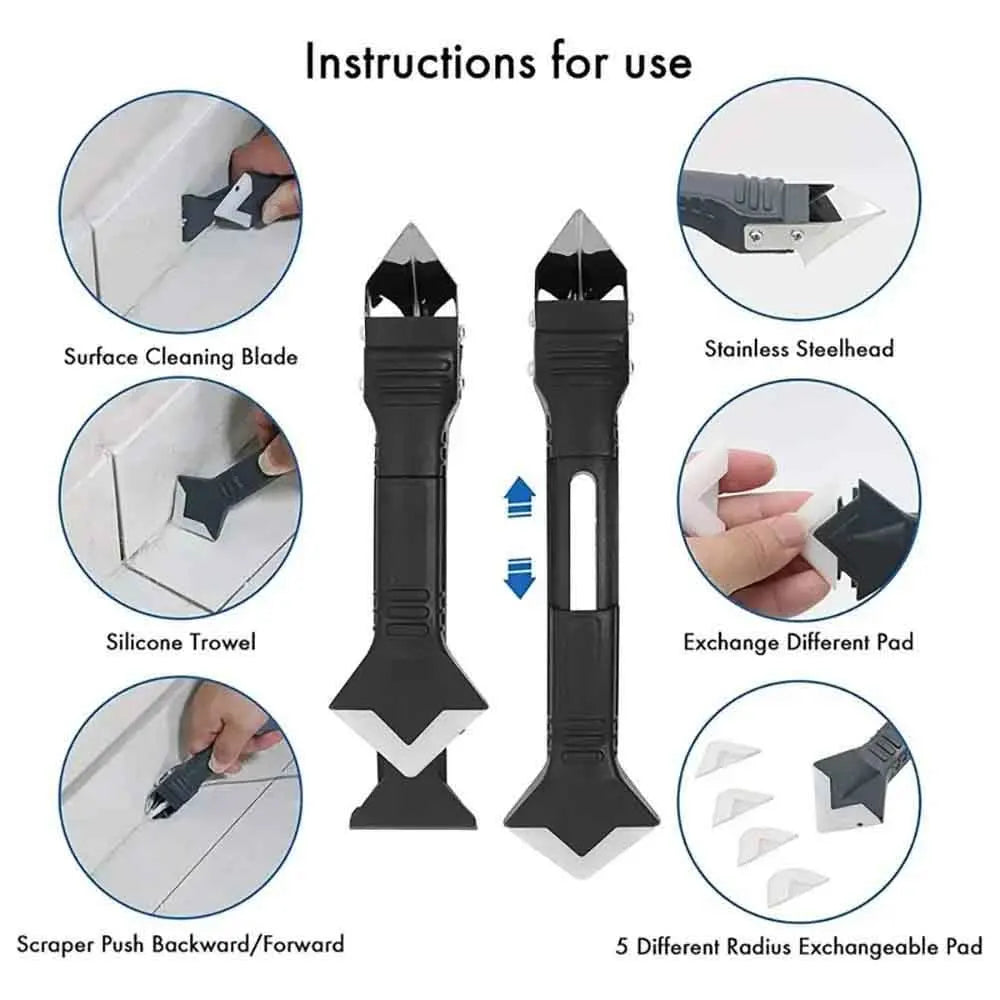5-in-1 Corner Caulking Tool Kit | Silicone Scraper & Spatula Caulking Tool Kit QXL