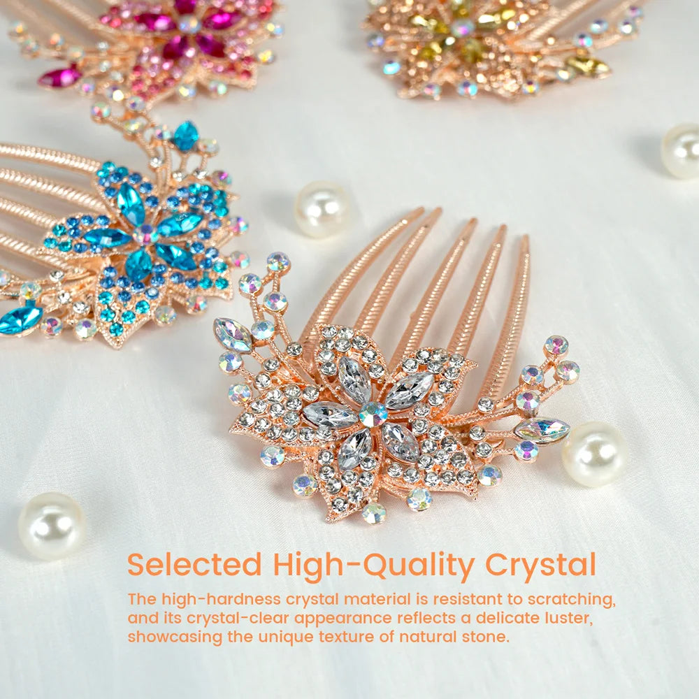 Crystal Rhinestone Flower Hair Comb | Elegant Women's Accessory Rhinestone Hair Comb QXL