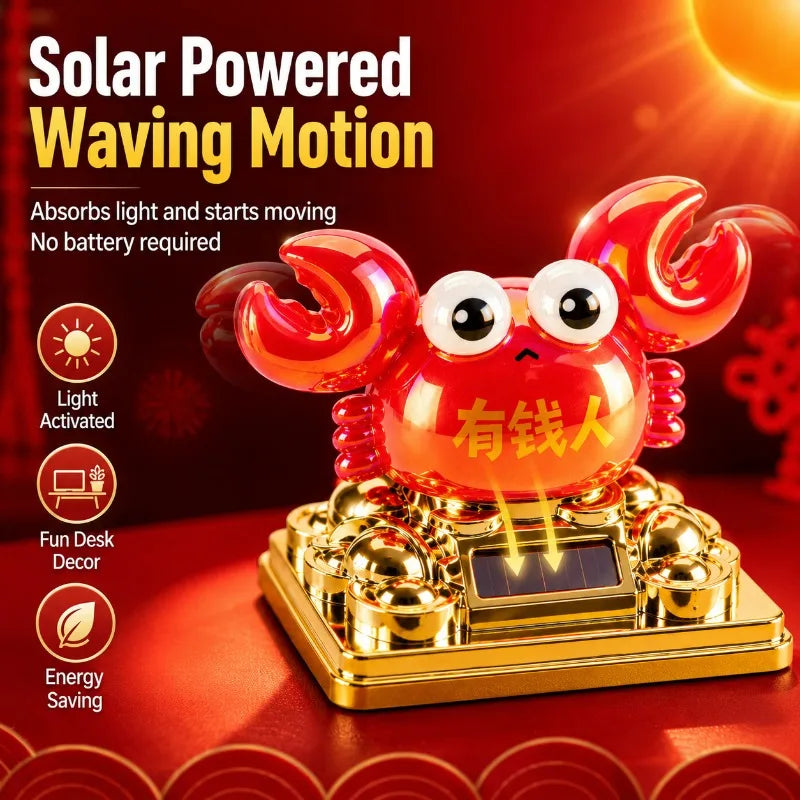 Solar Waving Lucky Crab Ornament – Desk & Car Decor Gift Solar Desk Ornament QXL