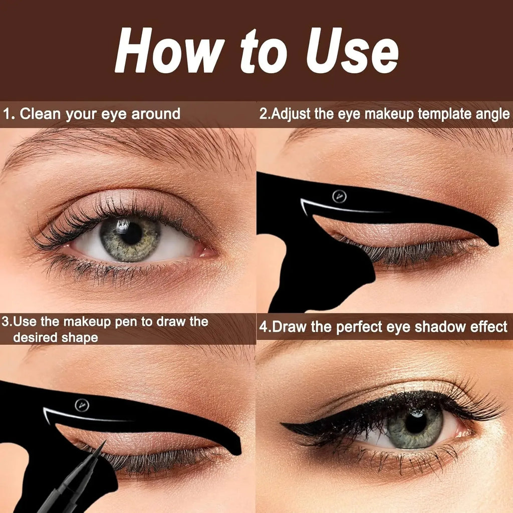 2-Pc Reusable Cat Eye & Smokey Eye Eyeliner Stencil Set Eyeliner Stencil Set QXL