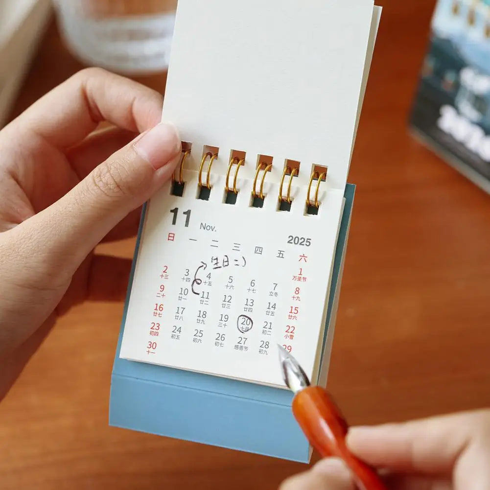 2026 Mini Desk Calendar | Landscape Coil Planner & Decor Mini Desk Calendar QXL