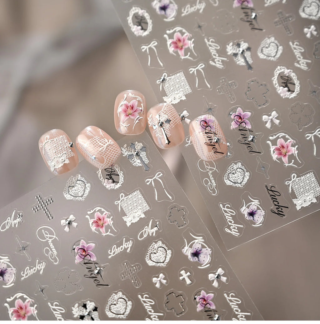 5D Embossed Nail Art Stickers | Cute Cat Kawaii Decals Nail Art Stickers QXL