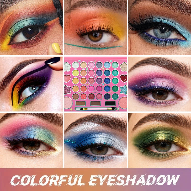41-Color Eyeshadow Palette | Matte & Shimmer Pro Makeup Set Eyeshadow Palette QXL