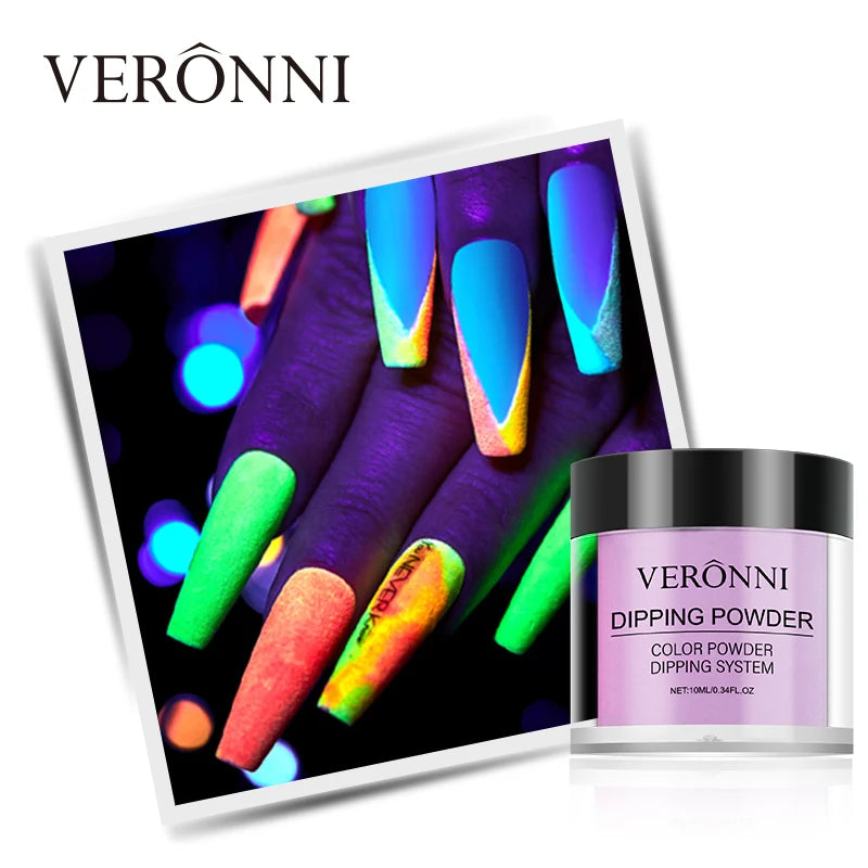 12-Color Neon Luminous Dip Nail Powder | 3D Manicure Set Dip Nail Powder QXL
