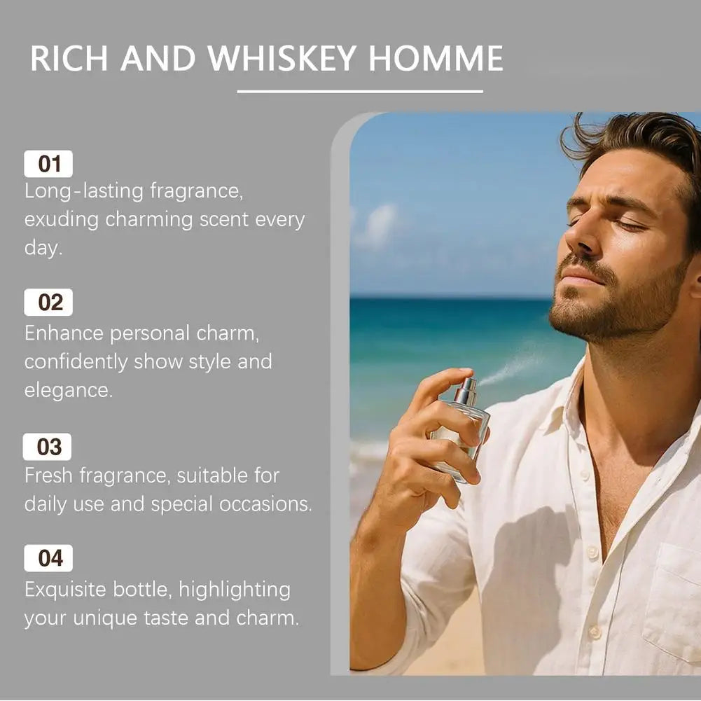 Men's Whiskey Cologne | Long-Lasting Elegant Fragrance 50ml Men's Cologne Spray QXL