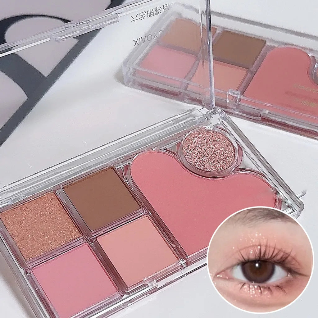 6-Color Pink Matte & Shimmer Eyeshadow Palette | Waterproof Eyeshadow Palette QXL