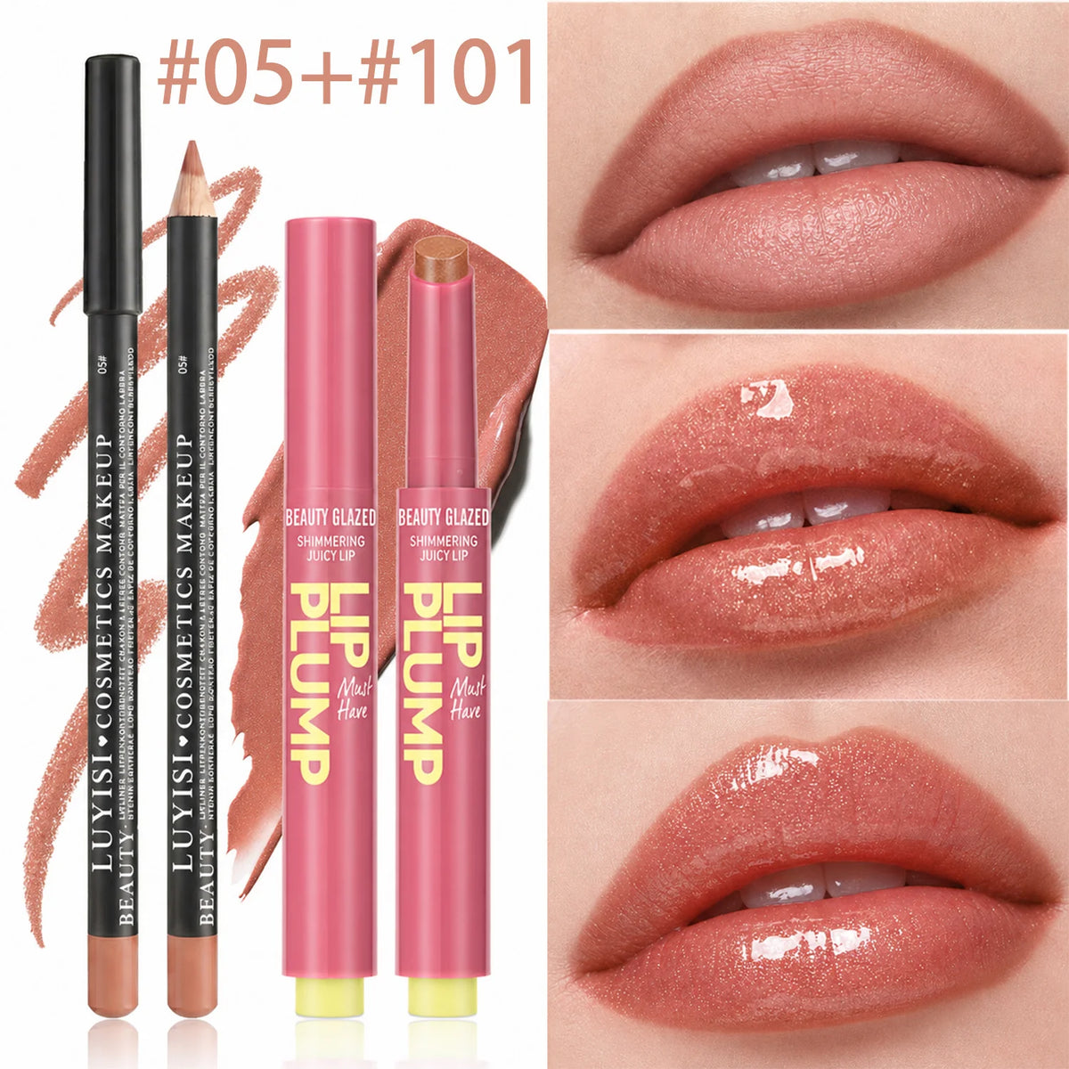 Matte Lip Liner & Moisturizing Lipstick Set | 2-Pc Lip Kit Lip Liner & Lipstick Set QXL 0501