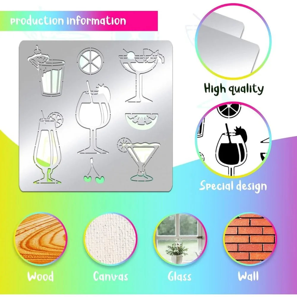 Summer Cocktail Metal Stencils | Stainless Steel Craft Templates Metal Craft Stencil QXL