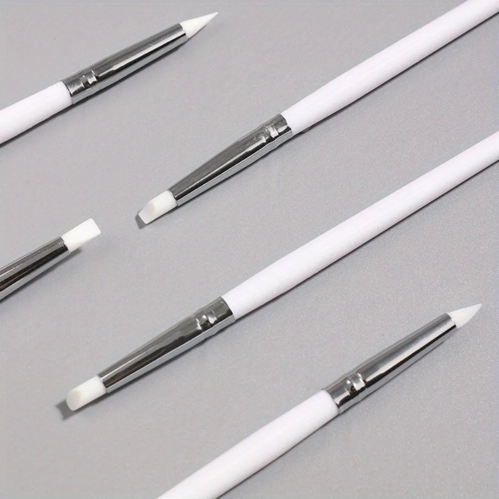 5-Pack Silicone Nail Art Brushes | 3D UV Gel Sculpting Pen Set Nail Art Brush Set QXL