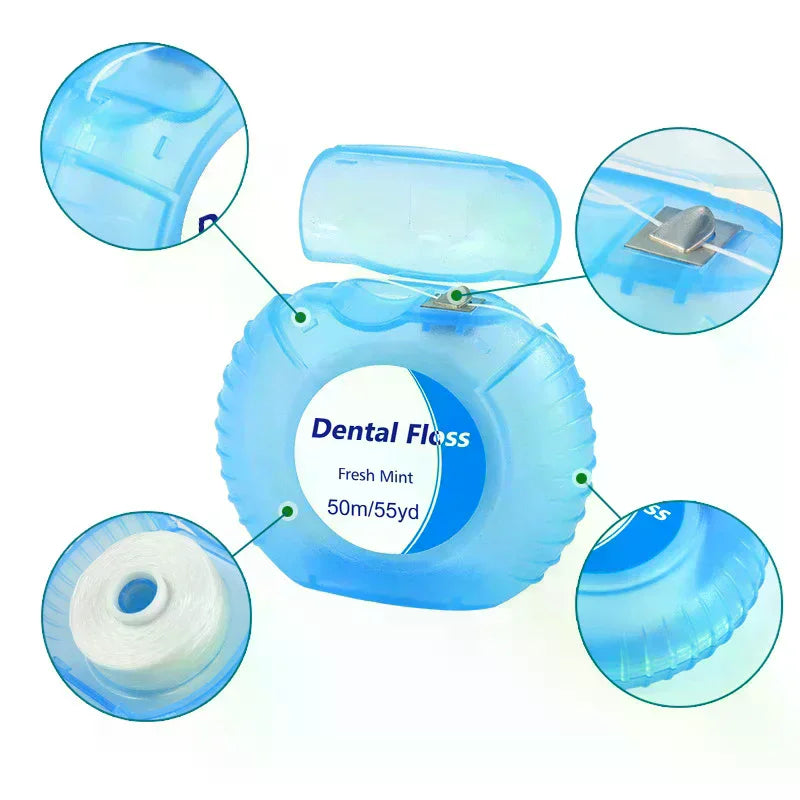 Shmacax 50m Mint Waxed Dental Floss | Nylon Floss Roll Dental Floss QXL