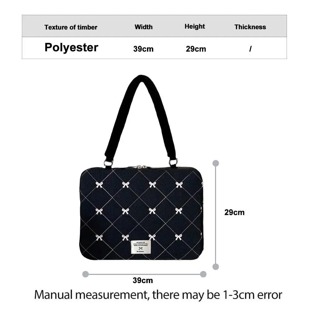 Bow Embroidered Laptop Sleeve Bag | Cushioned Shoulder Handbag Laptop Sleeve Bag QXL
