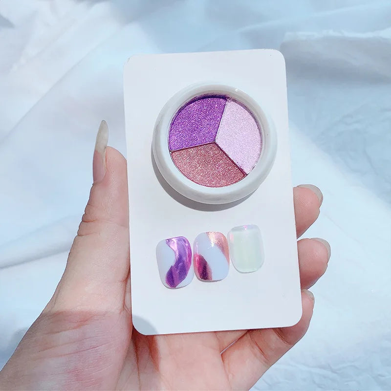 3-Color Aurora Magic Mirror Nail Powder | Chrome Glitter Set Mirror Nail Powder QXL