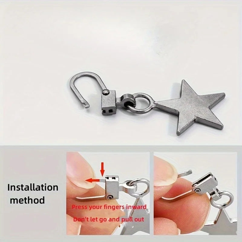 Metal Star Zipper Pull Tabs – Detachable Pullers for Bags & Jackets Zipper Pull Tabs QXL