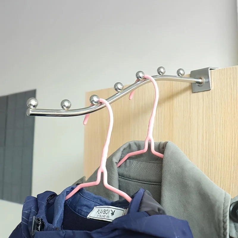 5-Hook Stainless Steel Square Tube Rack | Clothes & Bag Hanger Wall Hook Rack QXL