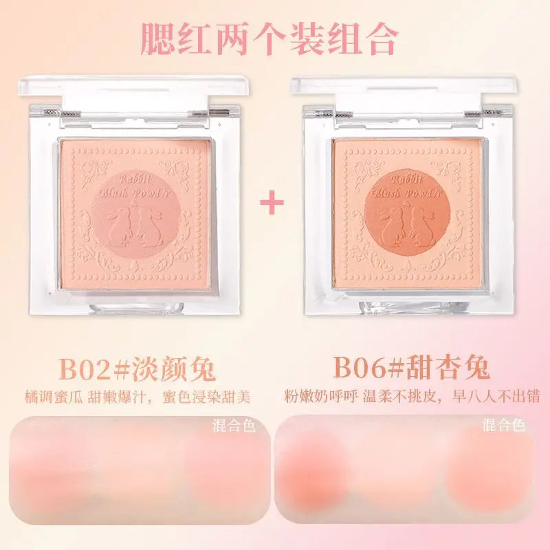 XIXI Two-Color Matte Blush Palette | Korean Nude Natural Finish Powder Blush Palette QXL 02 and 06