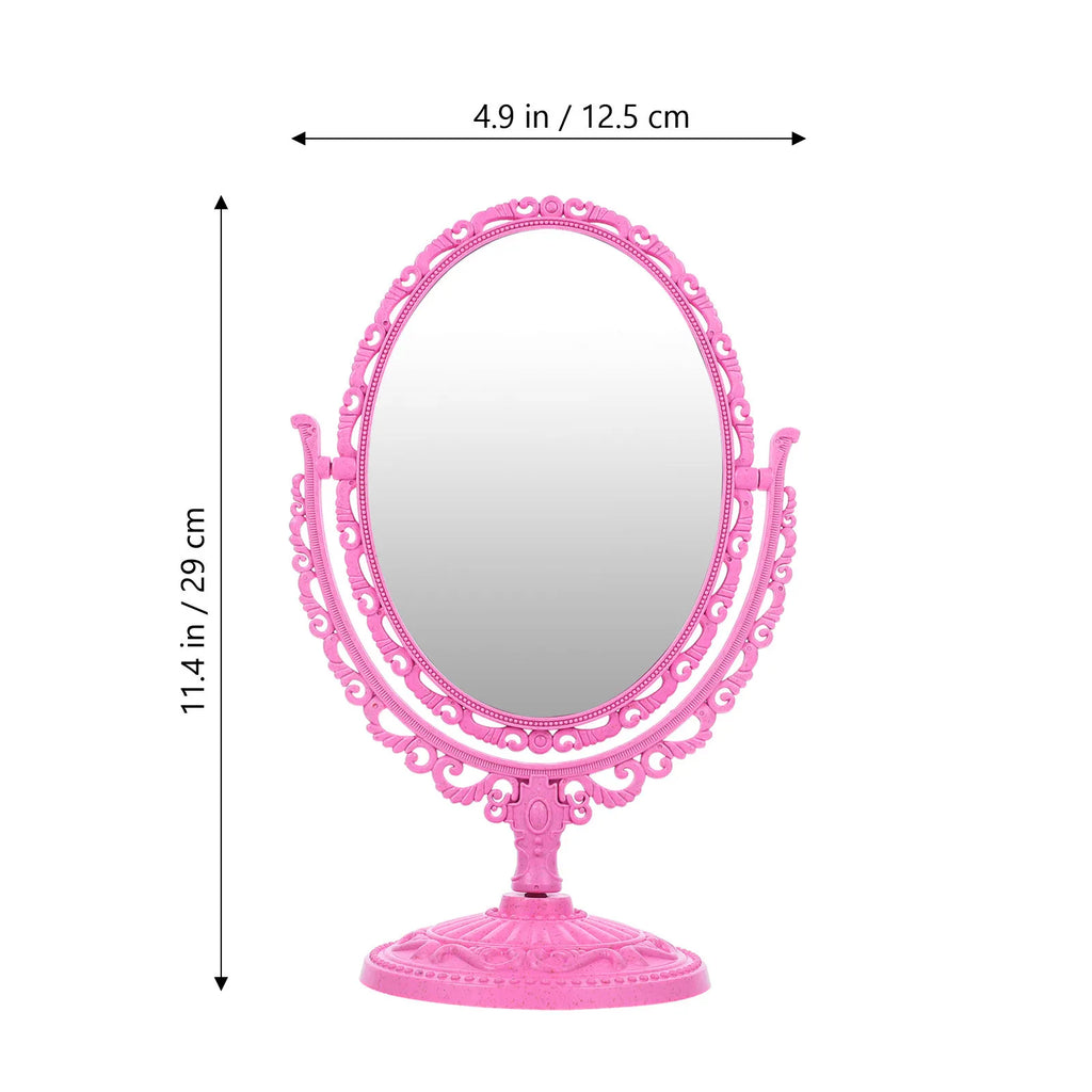 Oval Pink Vanity Mirror | 2X Magnifying, 360° Rotation, Tabletop Tabletop Vanity Mirror QXL