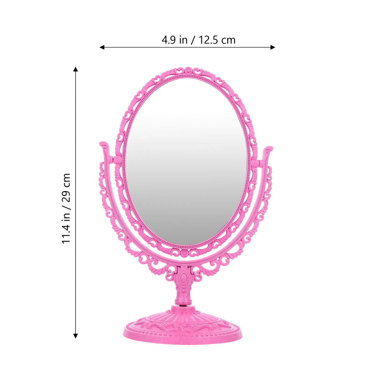 Oval Pink Vanity Mirror | 2X Magnifying, 360° Rotation, Tabletop Tabletop Vanity Mirror QXL