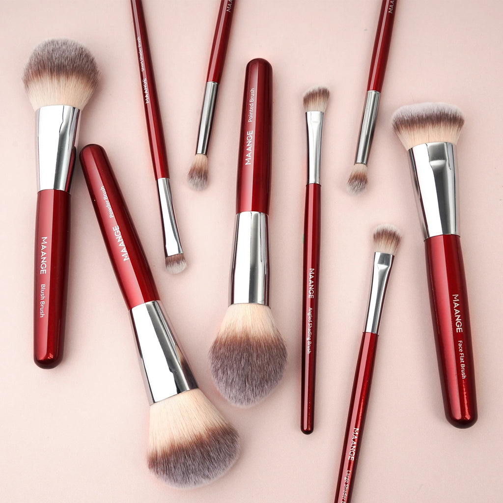 MAANGE 9-Pc Makeup Brush Set | Kabuki, Foundation & Eyeshadow Makeup Brush Set QXL
