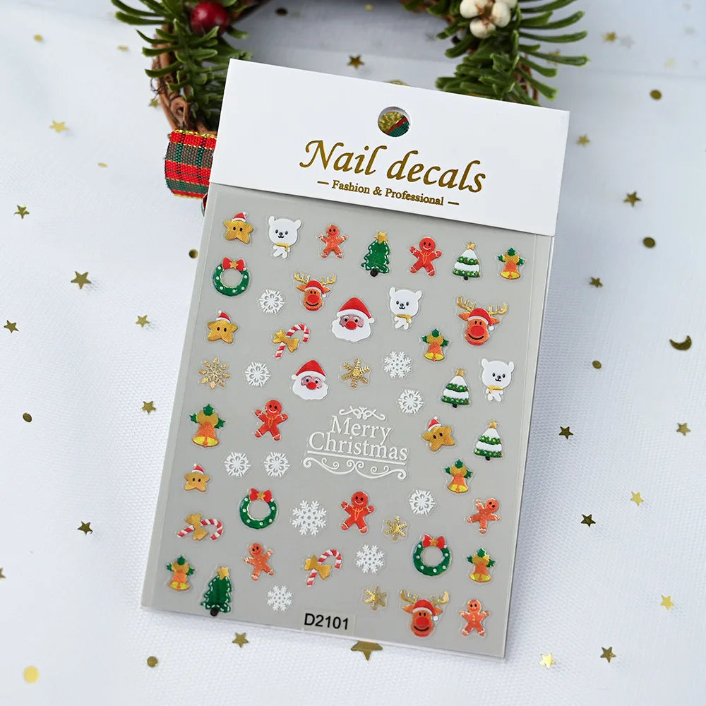 Christmas Cartoon Nail Art Stickers | DIY Self-Adhesive Decals Nail Art Stickers QXL D2101