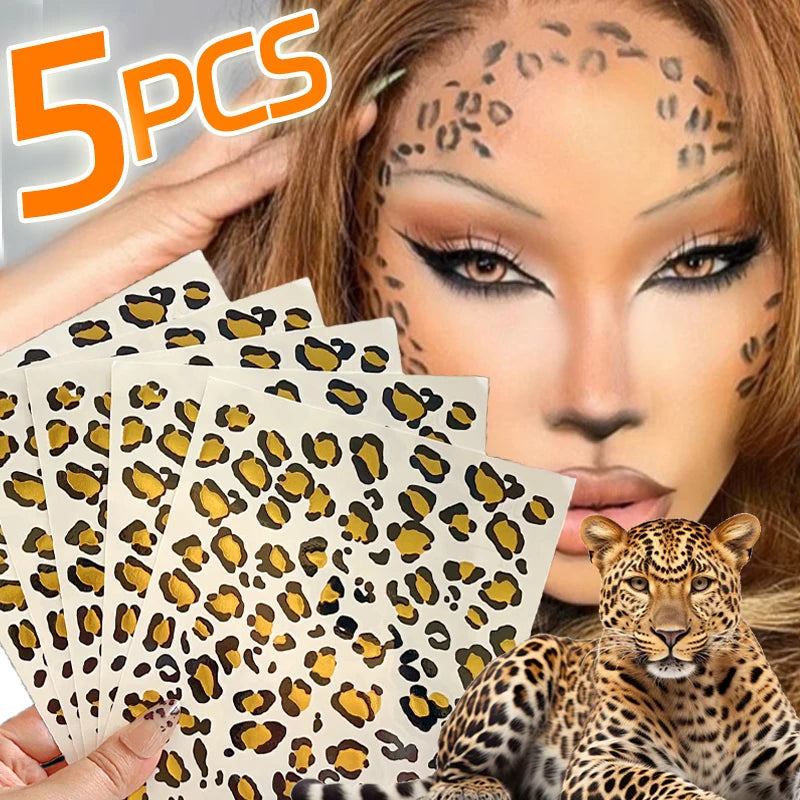 Leopard Print Temporary Tattoo Stickers | Waterproof Face & Body Temporary Tattoo Sticker QXL
