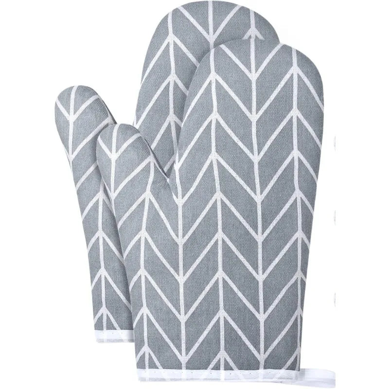 Cotton Linen Oven Mitts | Heat-Resistant Baking Gloves Oven Mitts QXL 2pcs