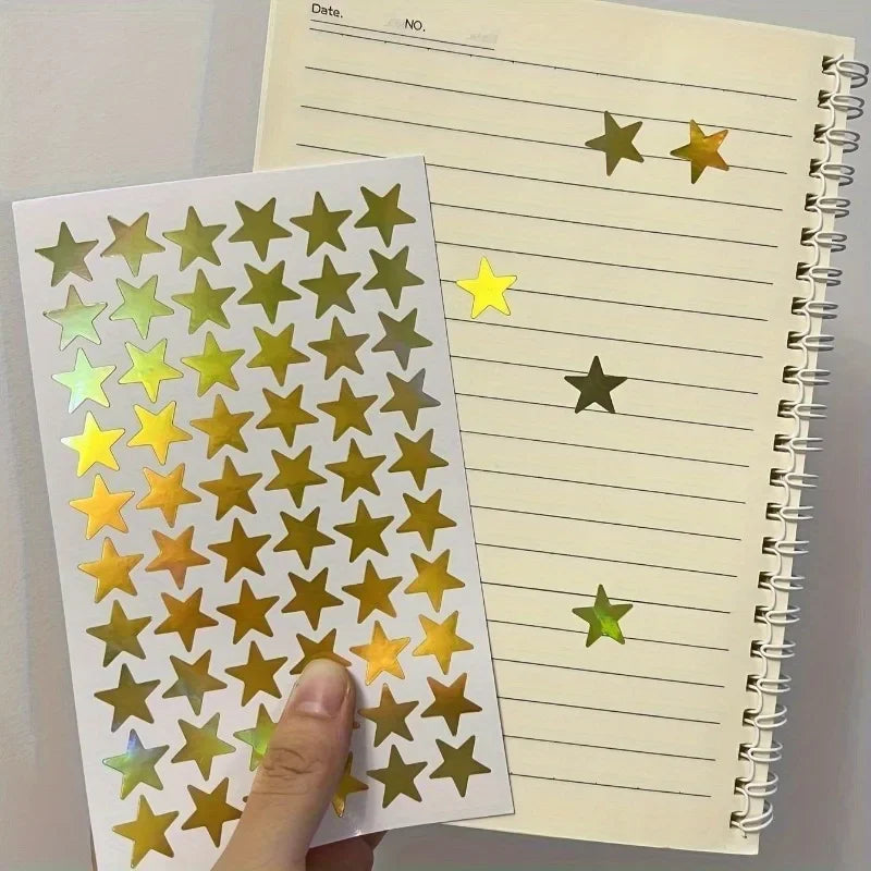 5-Pack Golden Star Laser Stickers for DIY Crafts & Journals Decorative Craft Stickers QXL
