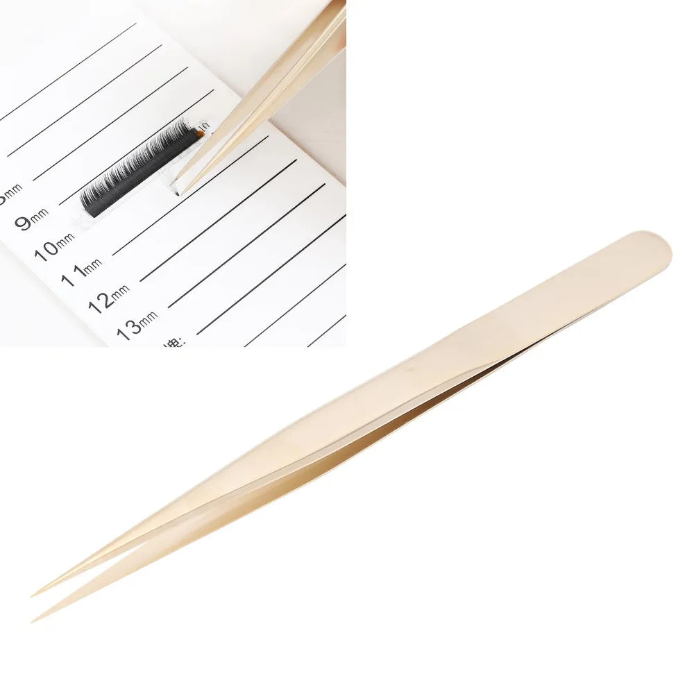 Gold Precision Tweezers | Fine Point Steel Nail & Lash Tool Precision Tweezers QXL
