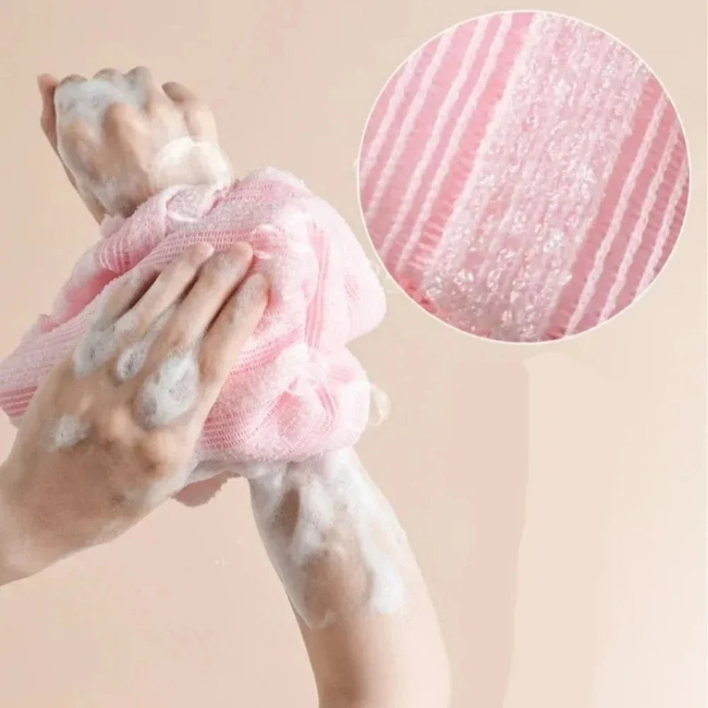 Double-Sided Nylon Exfoliating Back Scrub Towel | Bath Strip Exfoliating Bath Scrub QXL