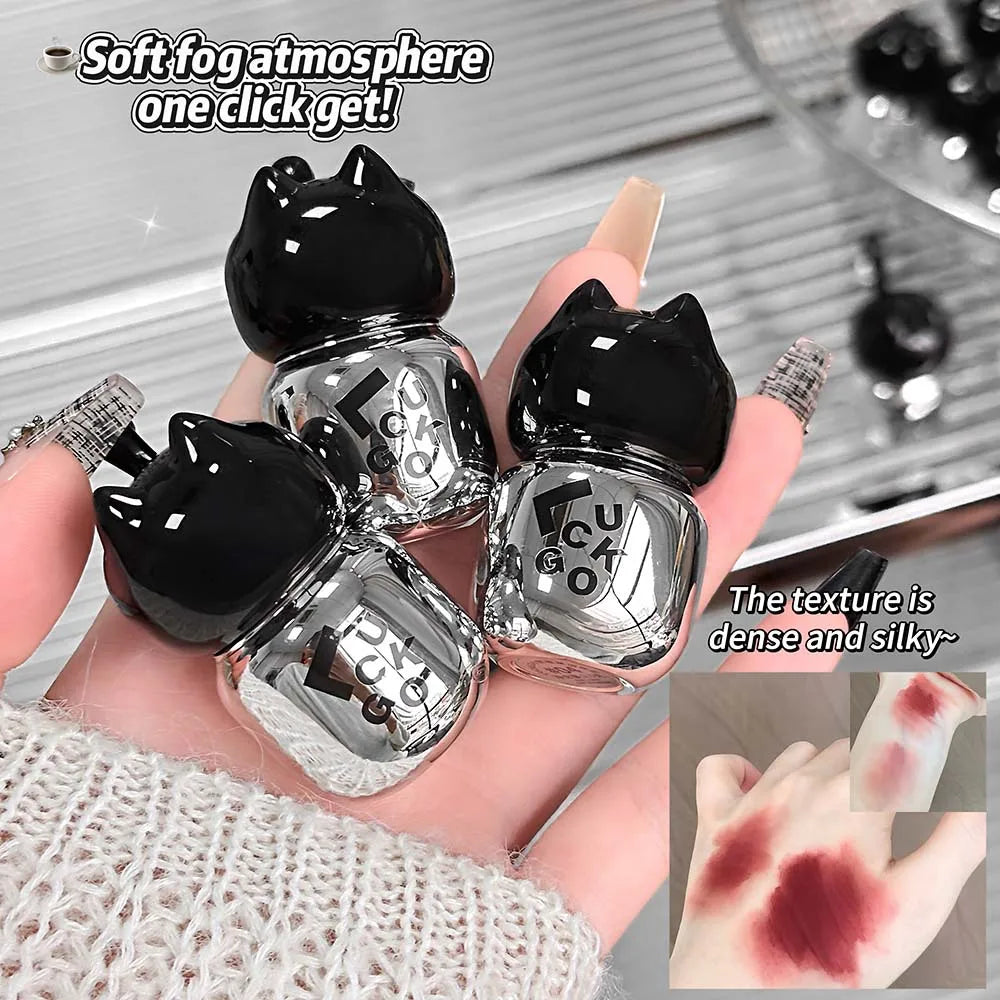Black Cat Matte Lip Mud | Velvet Waterproof Lip Clay – 6 Shades Matte Lip Mud QXL