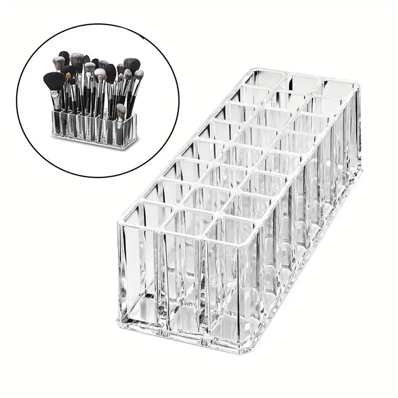 24-Slot Clear Acrylic Makeup Brush & Lipstick Organizer Makeup Organizer QXL