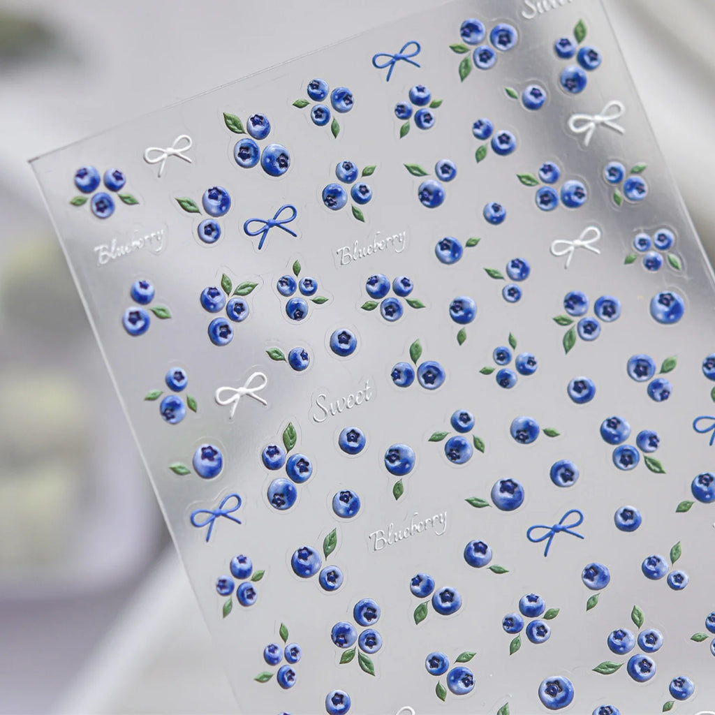 5D Fruit Nail Art Stickers – Blueberry Cherry Summer Decals Nail Art Stickers QXL