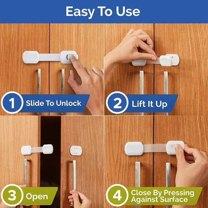 10-Pack Child Safety Strap Locks for Cabinets & Drawers Child Safety Locks QXL