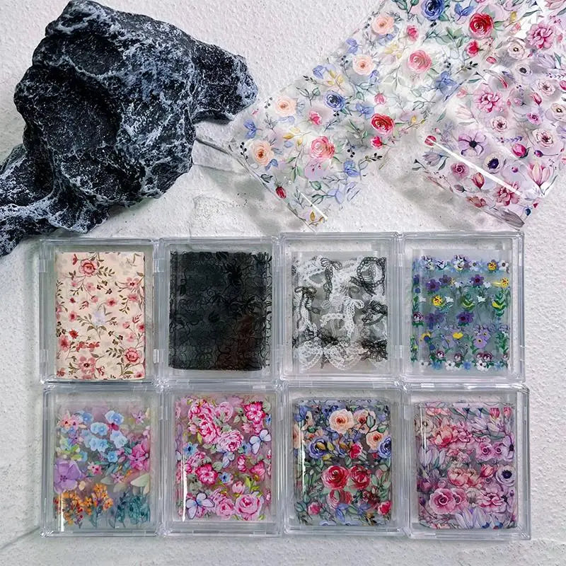Flower Rose Nail Transfer Foil Stickers 100cm | DIY Manicure Nail Transfer Foil QXL