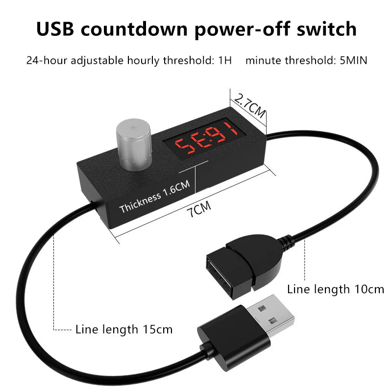 24H USB Countdown Timer Switch | Digital Auto Shutdown USB Timer Switch QXL