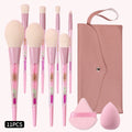 11-Pc Pink Glitter Makeup Brush Set | Crystal Handle & Bag Makeup Brush Set QXL Pink