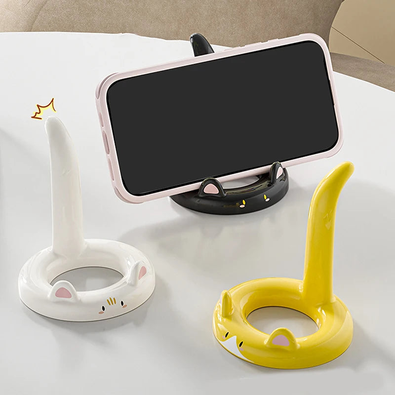 Cartoon Cat Phone Stand | Cute Desktop Holder & Desk Decor Phone Stand & Decor QXL
