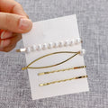 3-Pack Pearl Gold Hair Clips Bobby Pins Barrettes Set Hair Clip Set QXL 7