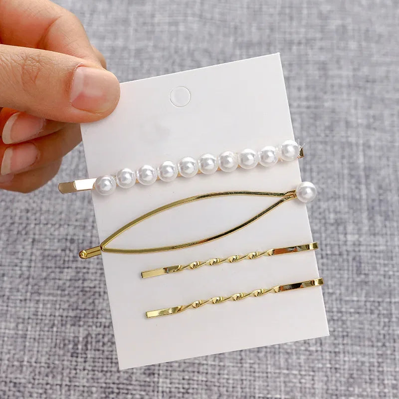 3-Pack Pearl Gold Hair Clips Bobby Pins Barrettes Set Hair Clip Set QXL 7