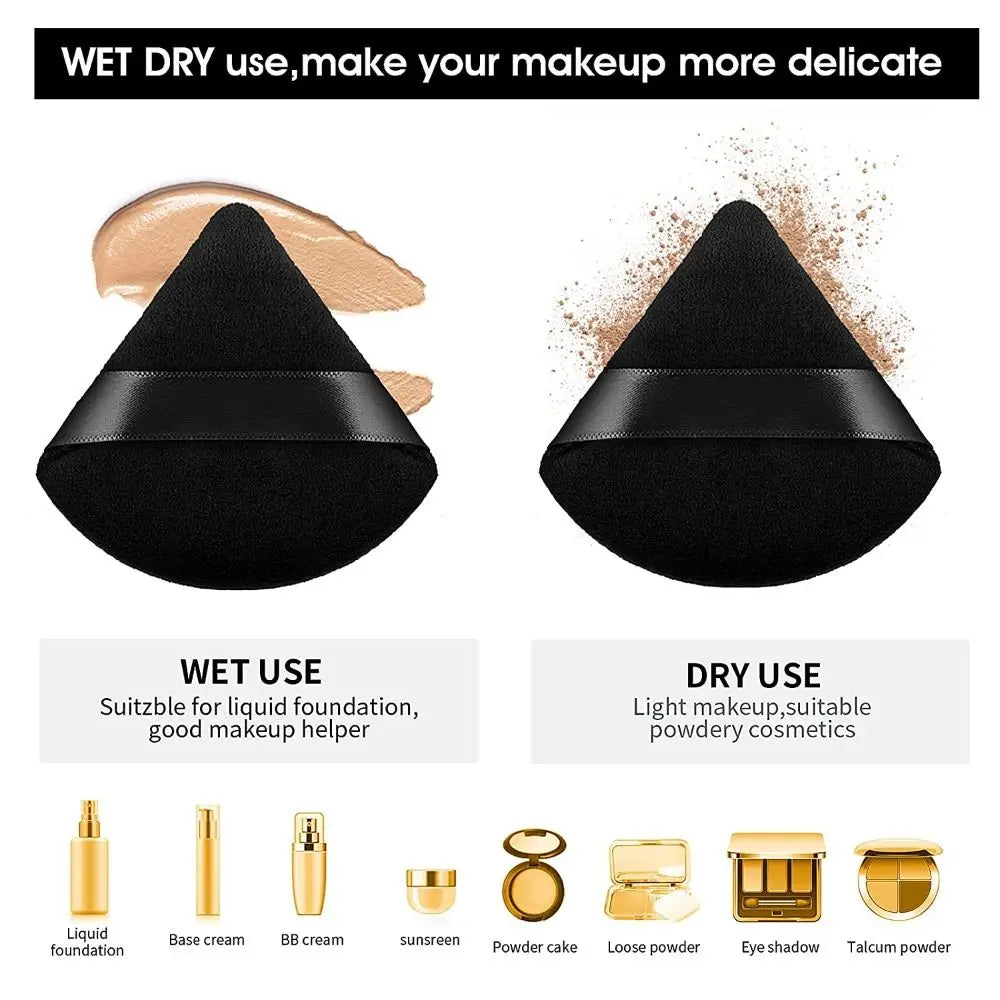 Washable Triangle Velvet Powder Puff | Pure Cotton Face Sponge Makeup Powder Puff QXL