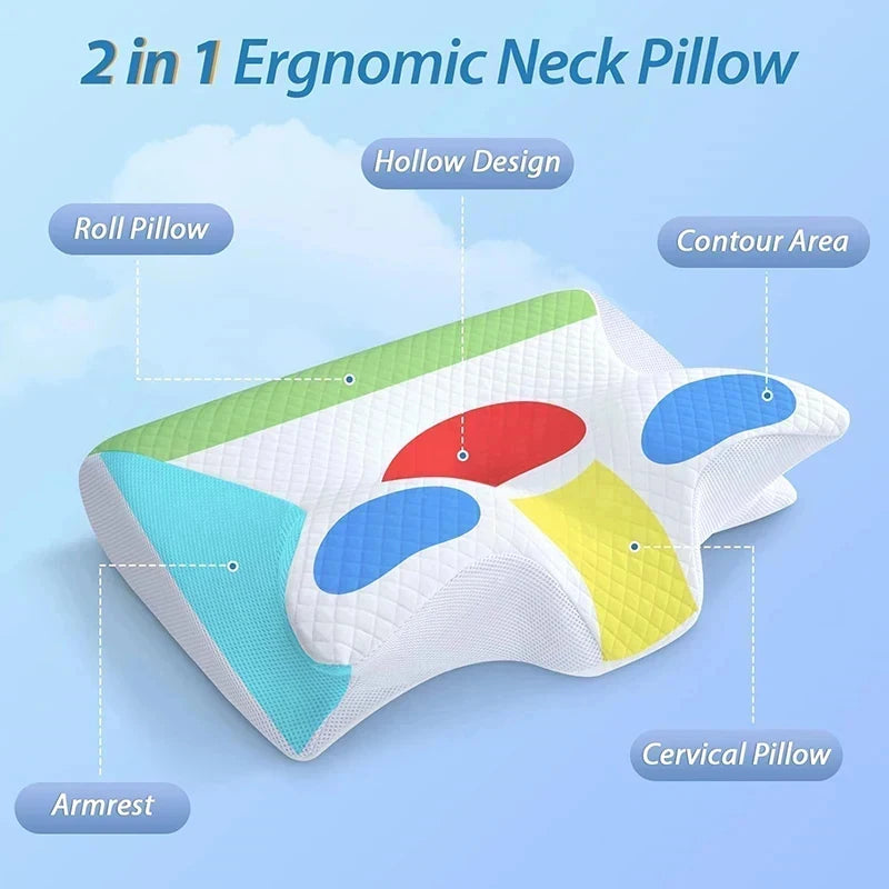 Memory Foam Cervical Contour Pillow | Ergonomic Neck Support Cervical Contour Pillow QXL