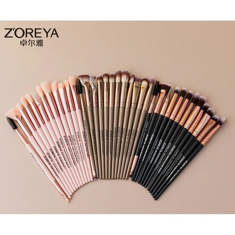 Zoreya 12-Piece Eyeshadow & Lip Makeup Brush Set – Fiber Bristles Makeup Brush Set QXL