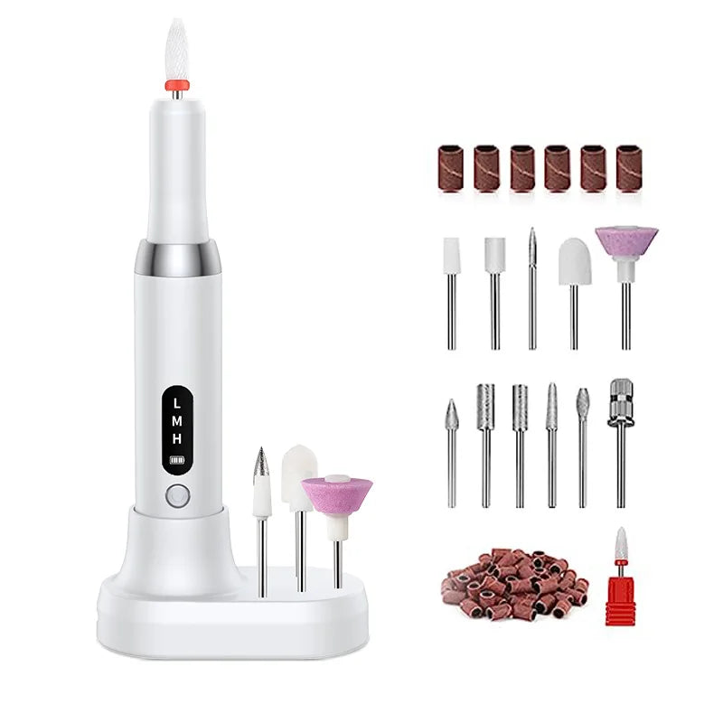 15000RPM USB Electric Nail Drill Machine | Portable Manicure Electric Nail Drill QXL White