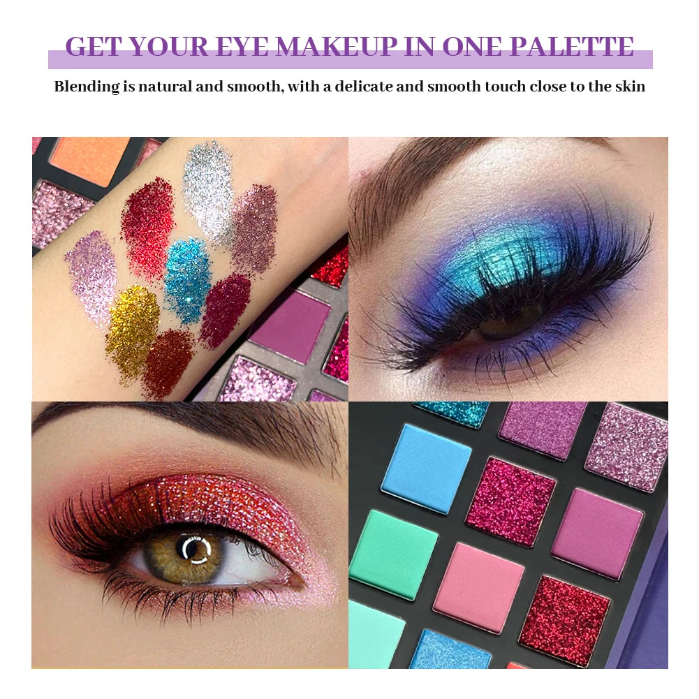 72-Color Rainbow Eyeshadow Palette | Matte, Shimmer & Glitter Eyeshadow Palette QXL