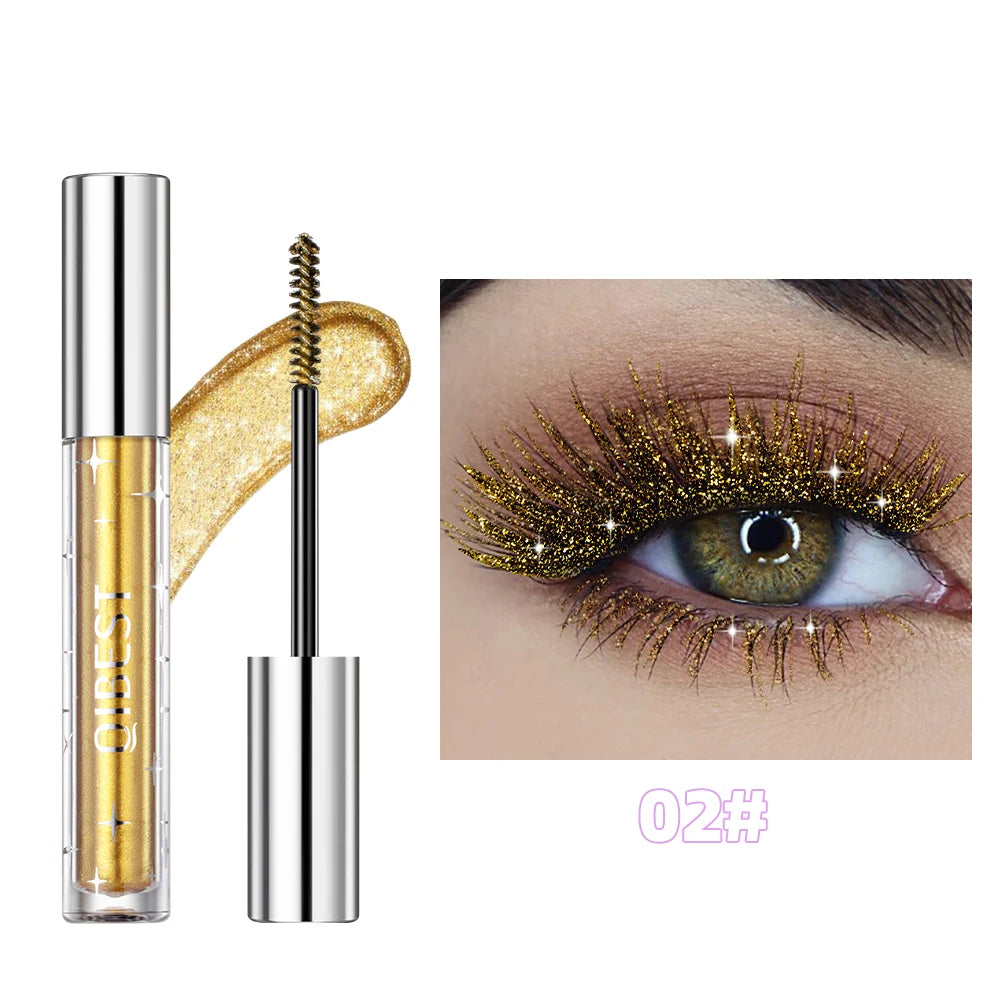 QiBest Glitter Mascara | 3D Volume Shimmer Curling Lashes Glitter Mascara QXL 02