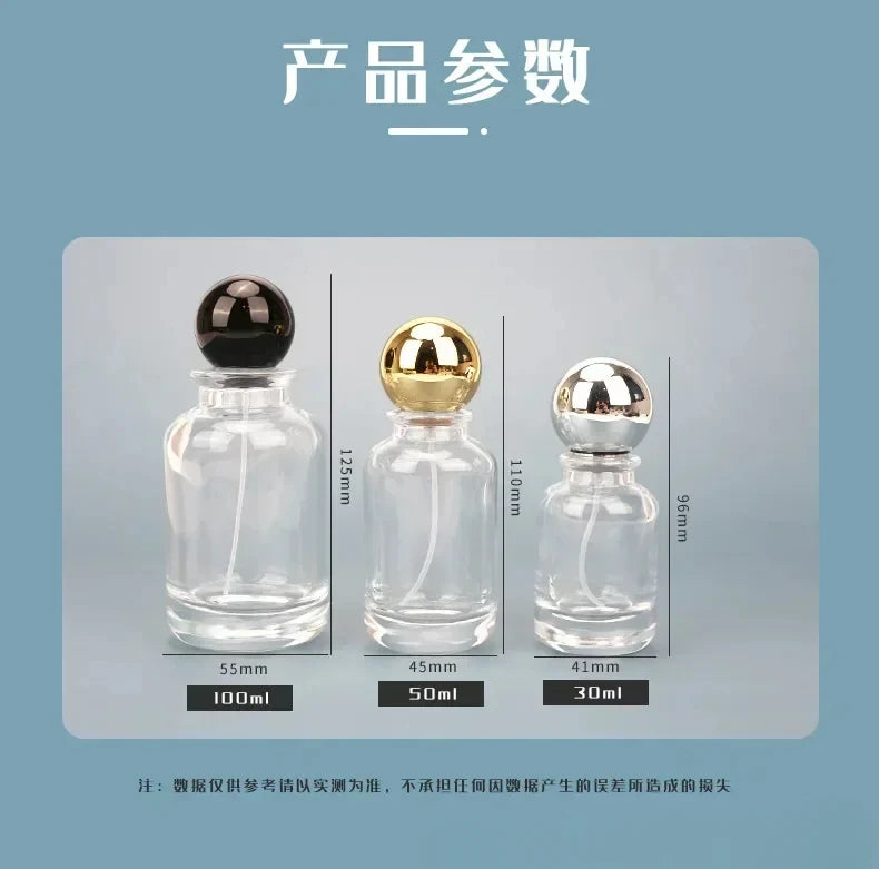 30–100ml Refillable Glass Perfume Spray Bottle | Spherical Cap Perfume Spray Bottle QXL