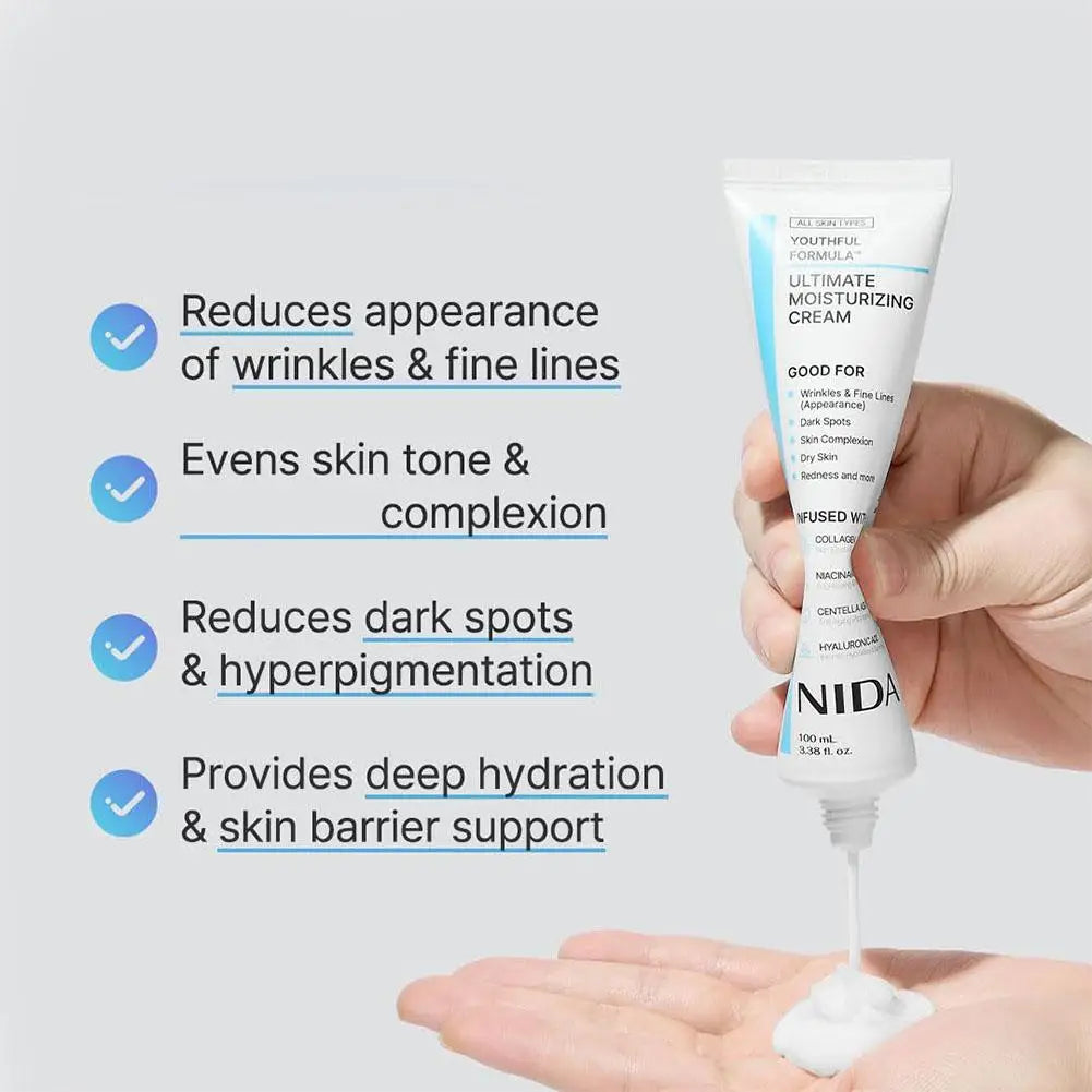 Niacinamide & Hyaluronic Acid Moisturizing Face Cream 100ml Face Moisturizer Cream QXL