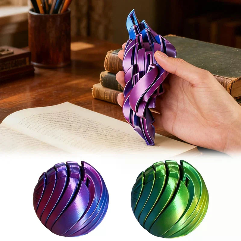 3D Printed Twistsphere Fidget Ball | Rotating Gear Flow Toy Fidget Toy QXL